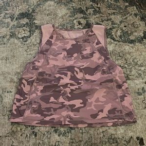 Lululemon sculpt crop workout tank color, purple camo size 4